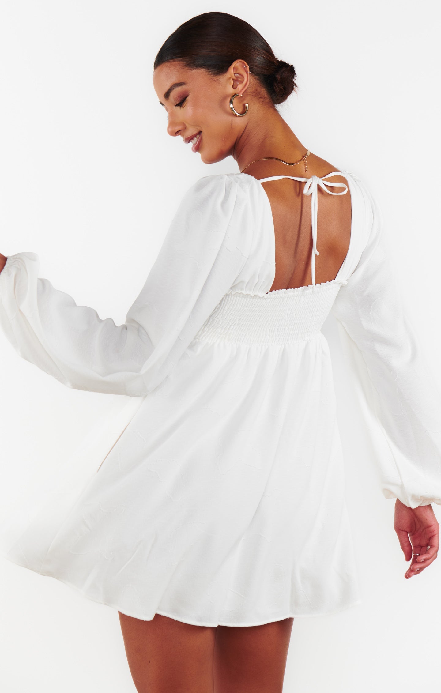 Marianna Mini Dress ~ White Clip Butterfly