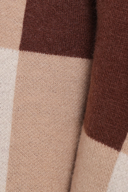 Ecoya Long Cardigan - Brown Plaid